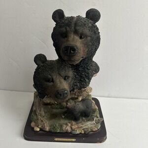 North American Black Bear Family Sculpture Art Decor Signed EDC 2002